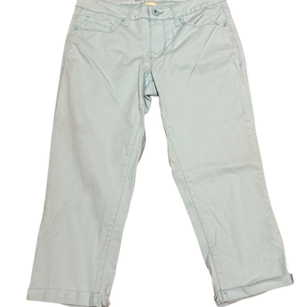 Robins Egg Blue Blue Cuffed Capris